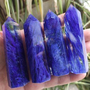 3 ~ 4 inch Blue Smelting Quartz Point Obelisk Gemstone Crystal Tower Decoration